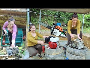 TIMELAPSE:genius girl restores and repairs all types of engines to help famers mechanic girl