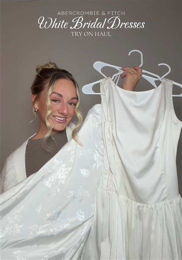 BRIDES!! Perfect white dresses for bridal events! OBSESSED!!!💍🤍🥂 #abercrombie #whitedress #bride #bridaldress #abercrombiedress @abercrombie