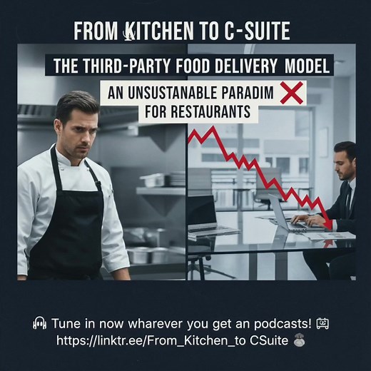 The Third-Party Food Delivery Model: An Unsustainable Paradigm for Restaurants Listen to the Podcast Short at: Apple Podcast | Spotify | YouTube Published on November 9, 2025 Brad Peters, Founder, Director, CEO of HRBUniversal & The Plate & Pour Collective Equity Partner Program Are third-party food delivery apps eating into your restaurant's profits? 💸 We're diving deep into the unsustainable paradigm of these platforms on the latest episode of From Kitchen to C-Suite! Join us as we uncover th