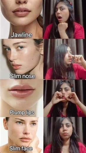 How to Get a Model-Like Face Naturally! ✨ (Jawline, Slim Nose & Plump Lips)