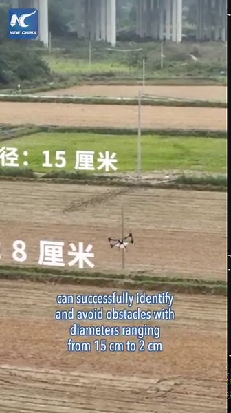 A Chinese-developed agricultural drone can identify and avoid obstacles with diameters ranging from 15 cm to 2 cm. #agriculture #tech #China | China Xinhua Sci-Tech