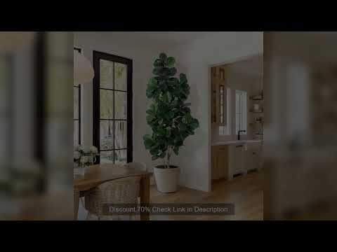 4FT/5FT/6FT/7FT Fiddle Leaf Fig Tree Artificial with Leaves, Realistic Faux Ficus Lyrata Trees in Wh