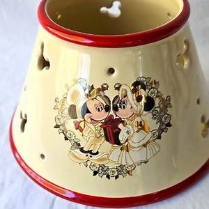 VINTAGE  CERAMIC  CANDLE JAR  SHADE  DISNEY WITH VICTORIAN  MICKEY AND  MINNIE