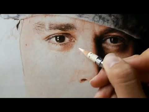 Drawing johnny depp portrait _ colored pencil