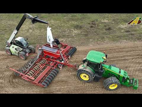 Pflügen, Grubbern, Erbsen säen, Düngen - Arbeiten in der Landwirtschaft - Feldarbeit mit Traktoren