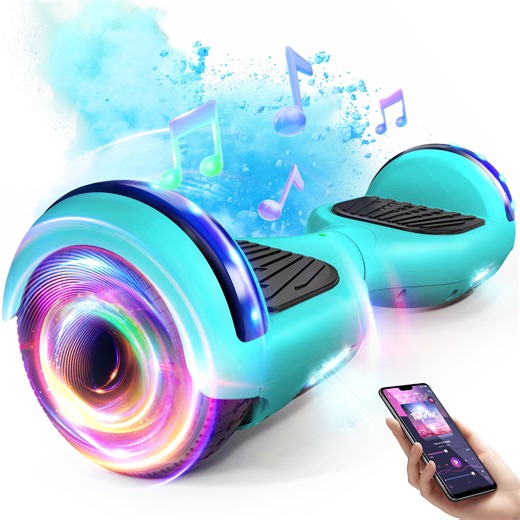LIEAGLE Bluetooth Hoverboard 6.5" Two-Wheel Self Balancing Electric Scooter 24V 10MPH Hover Board with Lights for Kids Adults Green