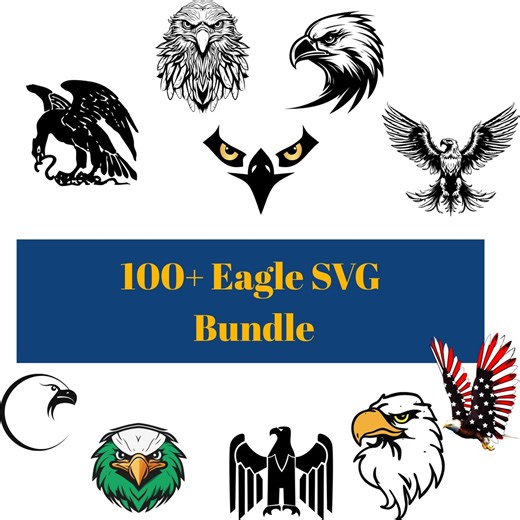 100   Eagle SVG Bundle | American Eagle Silhouettes and Clipart | Patriotic USA Bird Cut Files for Cricut, Silhouette |svg, Eps, Png, Dxf - Etsy
