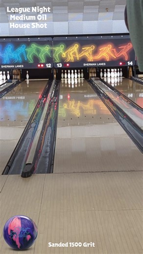 Columbia 300 Street Rally Bowling Ball sanded to 1500 grit thrown on a medium oil house shot during league night. #columbia300 #bowling #bowlingball