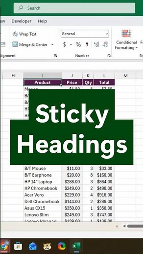 Keep Headings Visible While Scrolling in Excel #excel #excelwithbrainbell
