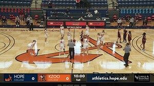 A cool moment to start Senior Day for the No. 1-ranked and two-year unbeaten Hope College Women's Basketball team. Nine special seniors start their final Hope College regular-season game together on the court at DeVos Fieldhouse. It drew us a technical foul, but worth it. | Hope College Athletics
