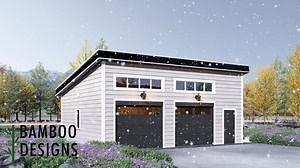 Blitz 24x30 Garage Shed Plan — A Modern Garage With Transom Windows & Sleek Black Doors - Etsy