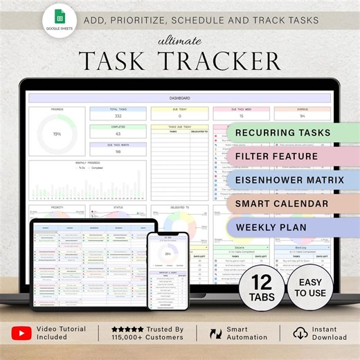 Task Tracker to Do List Template Daily Tasks Spreadsheet Recurring Tasks Productivity Planner To-do List Project Management Google Sheets - Etsy New Zealand