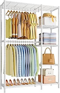 Ulif F2 Clothes Rack, 5 Tiers Heavy Duty Garment Rack for Bedroom, Freestanding Adjustable Closet Storage Organizer, 46.1" W x 15.4" D x 78.3" H, Load 630lbs, Upgraded White