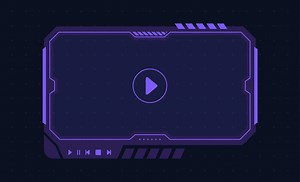 Landscape frame for video media player interface. Online stream futuristic technology style.