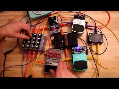 noise synth built from 4x4 matrix mixer and guitar effect pedals