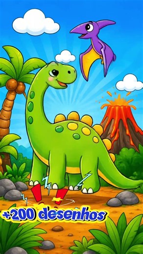 Jogo de Colorir Dinossauro 🦕 Pinte e Aprenda | Infantil Grátis