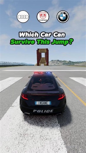 Container Jump Test Audi vs Bmw vs Dodge #beamngdrive #shorts