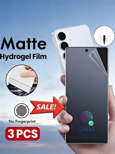 Shockproof Matte Hydrogel Film Screen Protection 3Pcs [Not Glass] Compatible With Samsung Galaxy S26 A57 A37/Compatible With Xiaomi 15T Poco X7 Pro/ Note 15/Compatible With IPhone 17 Pro Max 16/Honor X9D And Other Phone Models Anti Fingerprint Mobile Screen Protector Suitable For Family And Friends Self-Healing Anti Fingerprint Face ID Friendly Full Coverage Easy To Stick Birthday Gift Spring Easter Anniversary | SHEIN