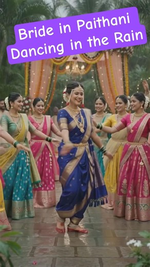 Bride in Paithani Dancing in the Rain | Navari Paithanimadhe Dance | Marathi Wedding Dance | #shorts