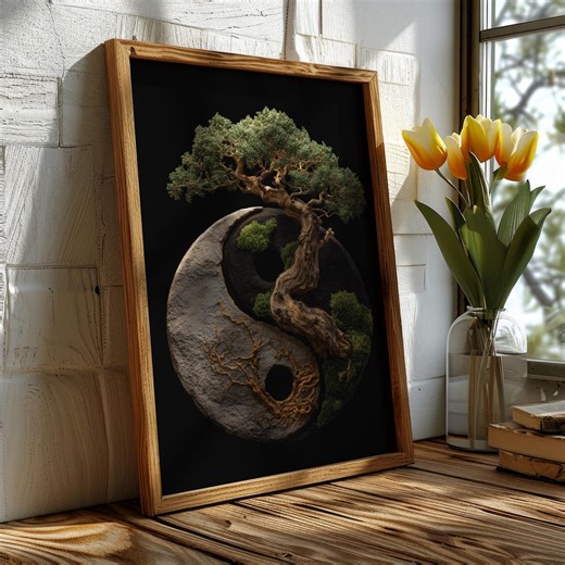 Yin Yang Bonsai Digital Download Gift | Zen Balance Wall Art | Japanese Nature Symbol | Printable Spiritual Art - Etsy