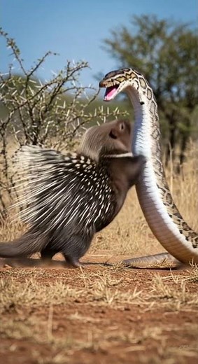 Hungry Snake vs Porcupine🐍💥The Wild’s Most Epic Battle Uncovered #wildlife #nature #animals