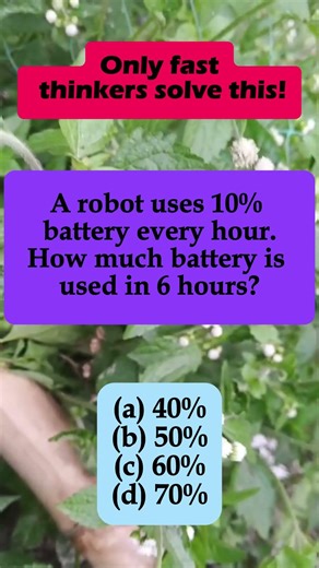 🤖 Robot Uses 10% Battery/Hour – Battery Used in 6 Hours? #shorts #iqvistax #quiz #riddle