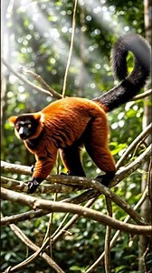 Red Ruffed Lemur in Madagascar Forest #buffed #lemur #wildlife #viral #nature #madagascar #forest