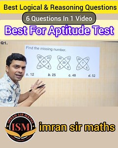 142K views · 4.5K reactions | Best Logical & Reasoning Questions | Reasoning Tricks | Maths Tricks | imran sir maths Best For Aptitude Test #math #maths #trending #fbviral #reasoning #competitiveexam #aptitudetest #imransirmaths | Imran Sir Maths | Facebook