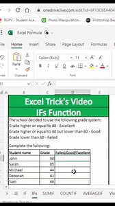 How to use IFS function in excel? #excelhacks #conditional #excel365 #reels2023 #reelsviral #reelsinstagram #explorepage #GoogleSheets #PostViral #If #ifs | Excel Tricks