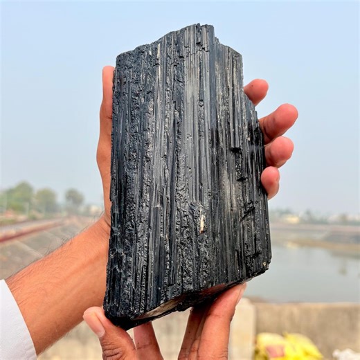 Raw Black Tourmaline Log | Natural Protection Crystal, Grounding Stone - Etsy