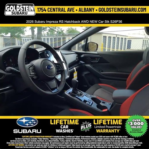 2026 Subaru Impreza RS Hatchback AWD NEW Car Stk S26P36