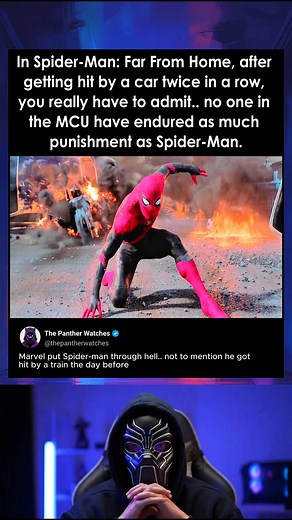 23K views · 201 reactions | In Spider-Man: Far From Home, after getting hit by a car twice in a row, you really have to admit—few heroes in the MCU have endured as much physical punishment as Spider-Man. #DidYouKnow #movietrivia #moviefacts | The Panther Watches | Facebook