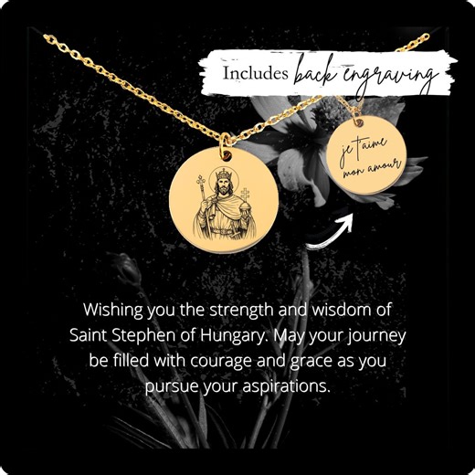 Custom Saint Stephen of Hungary Necklace • Personalized Engraved Patron Saint Charm • Catholic Gift - Etsy