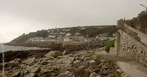 Looking up to the village of Mousehole at Low tide , Cornwall