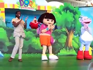 dora the explorer and Boots do the silly chicken dance