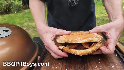 Cinnamon roll bacon cheeseburger