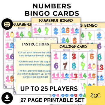 Number Bingo Game Printable | Math Bingo for Kids | Number Recognition Game, PDF