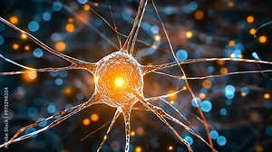 Microscopic view of a neuron, the basic unit of the nervous system.