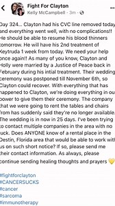 If you know anyone in the Destin, Florida area that can help, pls dm me 💛 #fightforclayton #cancer #cancersucks #wedding #bride #groom #destinationwedding #insta #fyp #love #friends #family | Kelly McCampbell