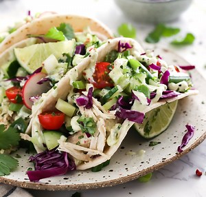 This dinner is everything. Slow Cooker Margarita Chicken Tacos...spiked with tequila! Printable Recipe: http://www.cheekykitchen.com/blog/2017/3/17/crockpot-margarita-chicken-tacos | Brooke Lark