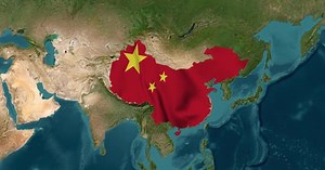 China Map With Waving Flag
