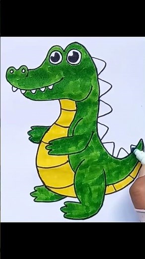 How to Draw a Cute Alligator 🐊😍🌈 Easy Drawing and Coloring for Kids & Toddlers