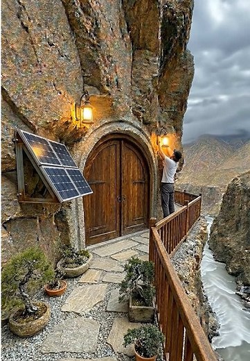 Cliffside Cave Transformed into Cozy Tiny Home