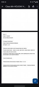 Class 8 Computer Summer Holiday HomeworkChapter 1 (Exploring ... | Filo