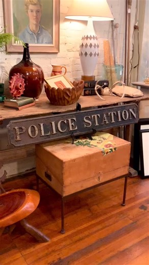 (Sold ) We are open today! This antique cast iron Police Station sign is one of my favorite signs we have in the shop. It’s 48” long and dates to the early 20th century. Everything is on SALE this weekend. Only 10 more shopping days left before we close. #regeantiques #regeartwork #police #policestation #vintagesign #vintagesigns #antiquesign #antiquesigns #stlantiques | R. Ege Antiques