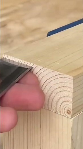 Process of trimming wood joint corners using a hand chisel tool