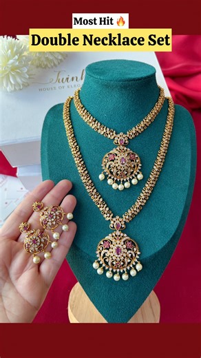 Twinklen | Pakistani & Indian Jewellery on Instagram: "sold ❌ Most Hit 🔥 Double Necklace Set | Premium Quality | Ready to wear | Imported & Gold Plated set Price: 12500/- full set Order with confidence ✅ Trust the No 1 Jewellery Online Store ✅ Cash on delivery ✅ Shipping 🌍 Follow @twinklenbysadi Shop Now at www.twinklen.co.uk . or . For Custom Orders / Queries whatsapp us at +92 303 4393439 🇵🇰 Please Note Before Ordering: • 🚫 No refund, exchange, or cancellation policy applies to all orders