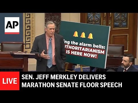 LIVE: Jeff Merkley delivers marathon Senate floor speech to protest Trump