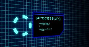 Programación Del Proceso De Codificación En El Panel De Control De Terminal. Panel De Procesamiento De Datos Con Línea De Cuadrícu Almacen De Video - Vídeo de hackeo, software: 198787819