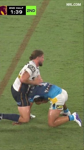 Jojo Fifita Tries in Gold Coast Titans vs Brisbane Broncos